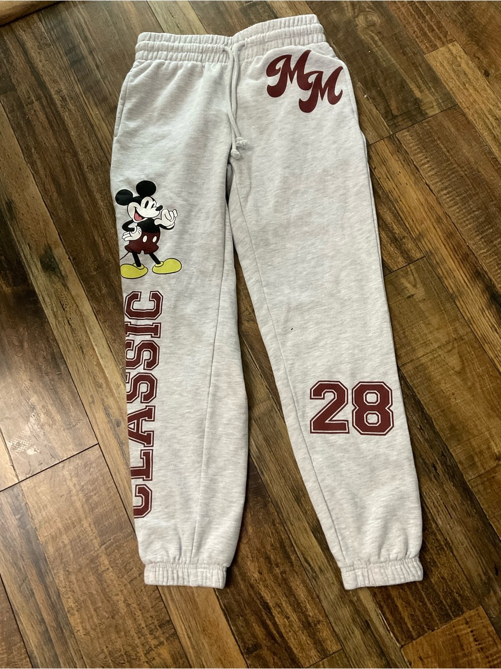 8-2026-Classic Mickey Mouse LADIES Sweatpants with Maroon Accents-XXS